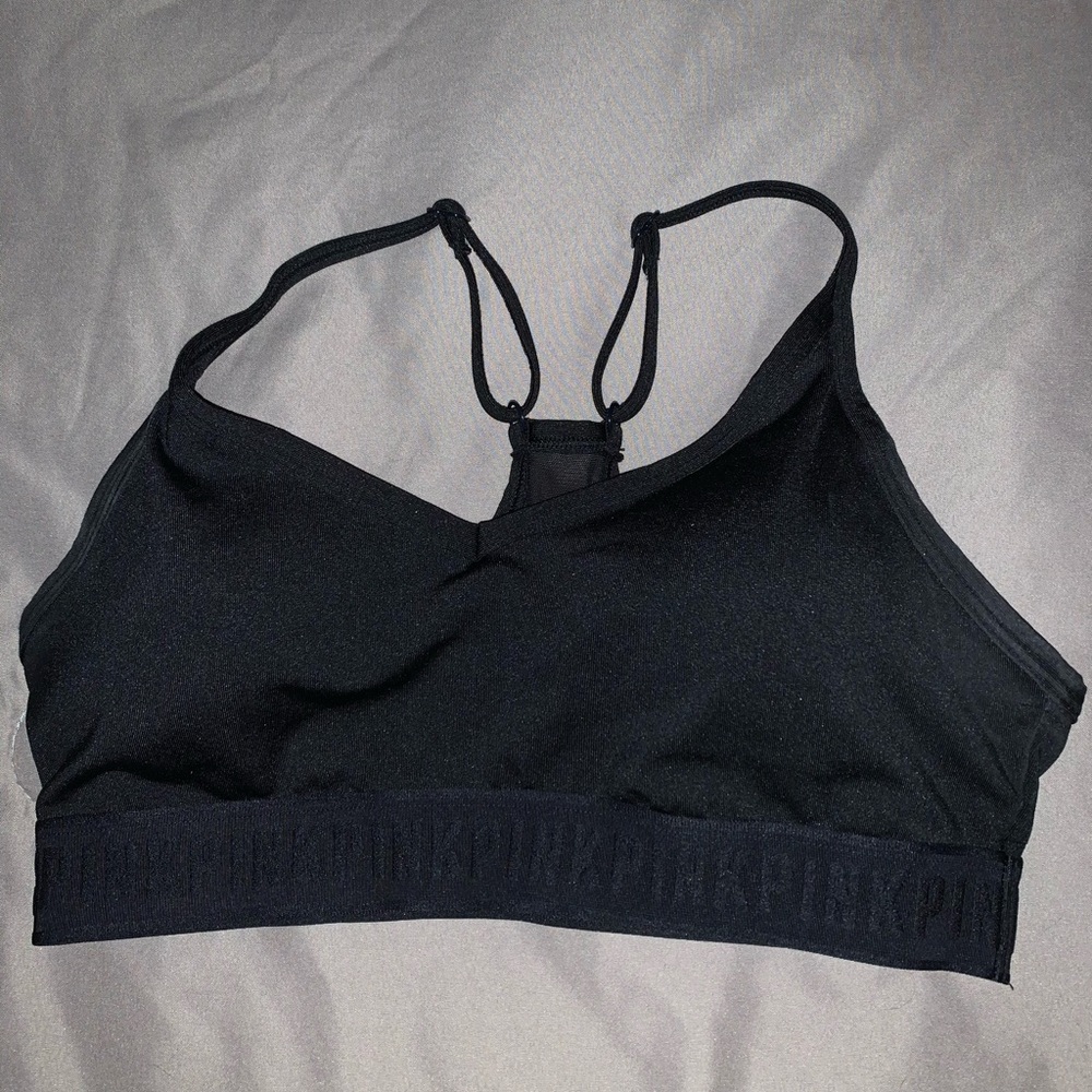 Pink, Black Sports Bra